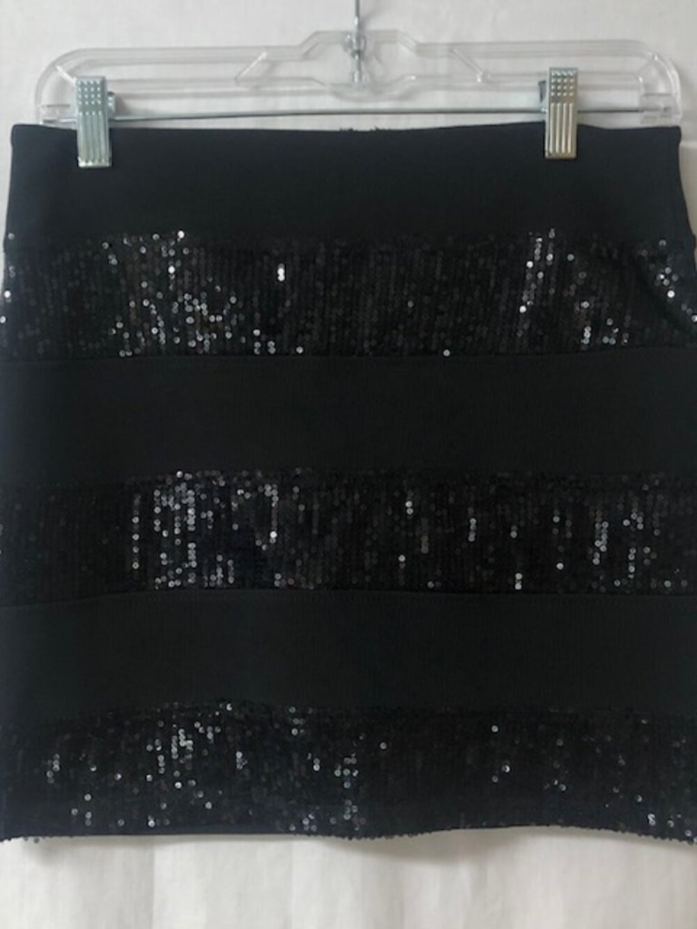 Forever 21 Black Sequin Mini Skirt Bodycon Party Clubwear Size Medium
